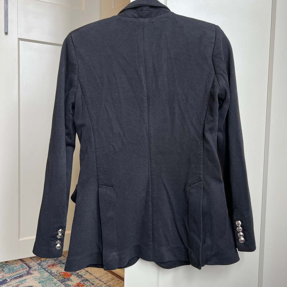 Polo Ralph Lauren Women's Knit Cotton Bullion Crest Blazer in Black with silver - Picture 4 of 8